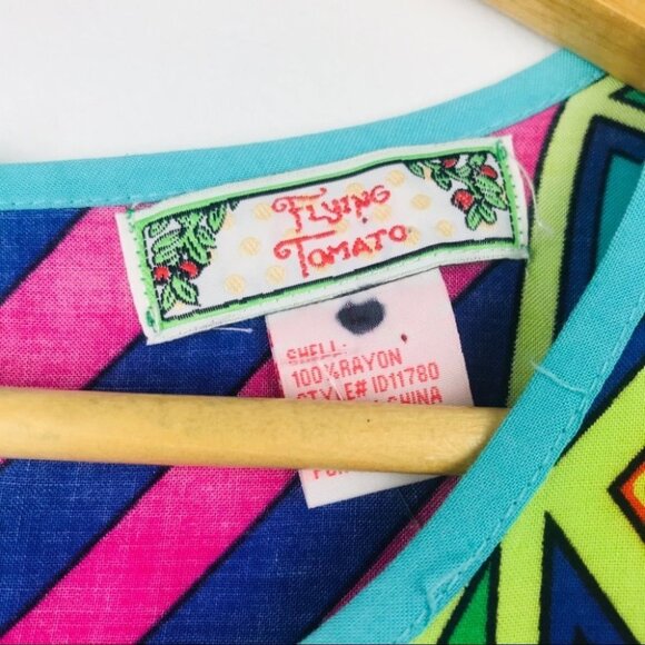 Flying Tomato  multicolour printed Pattern sleeveless Mini dress Women size S - Picture 12 of 16